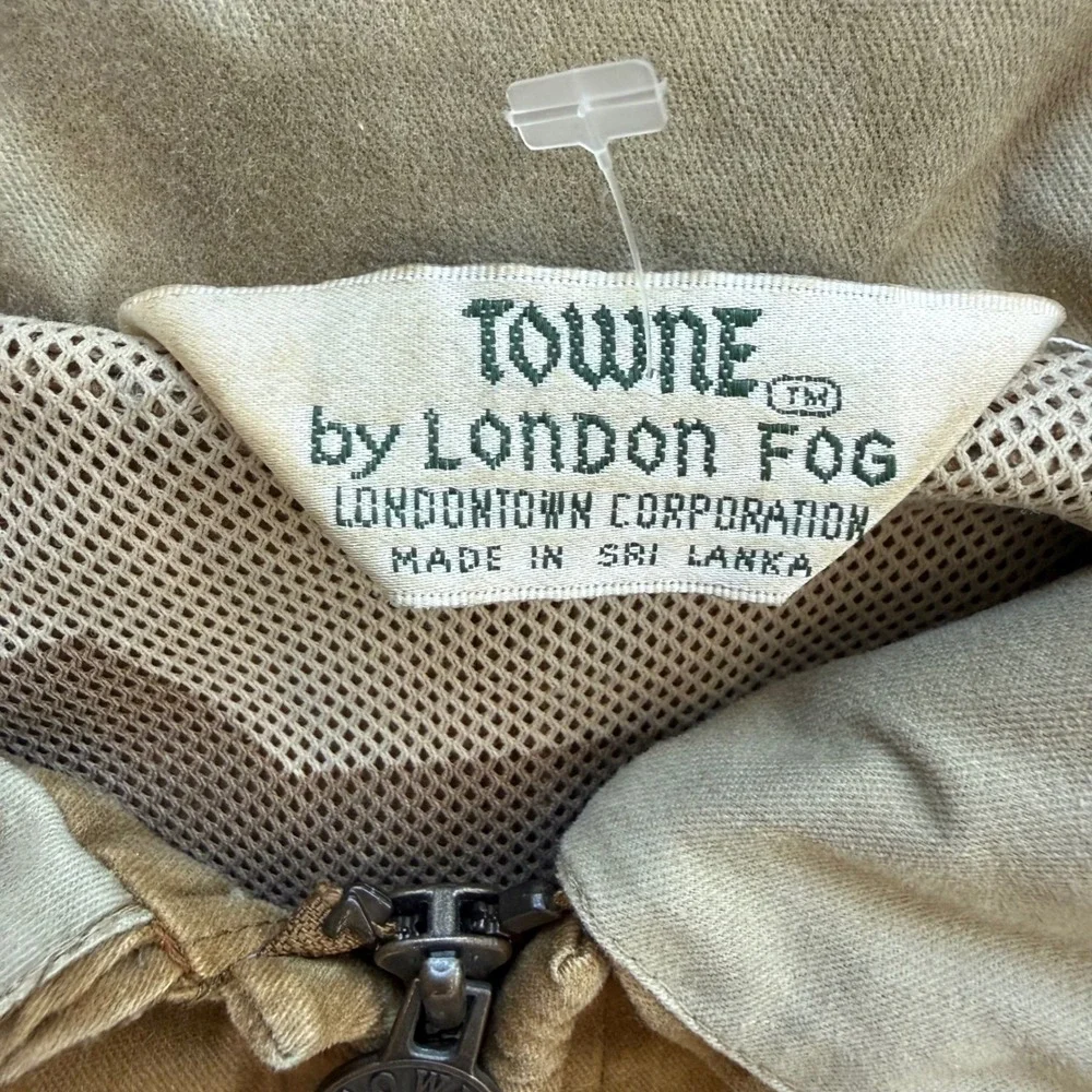 Towne by London Fog Brown Tan Utility Field Jacket Women Large Full Zip Cargo